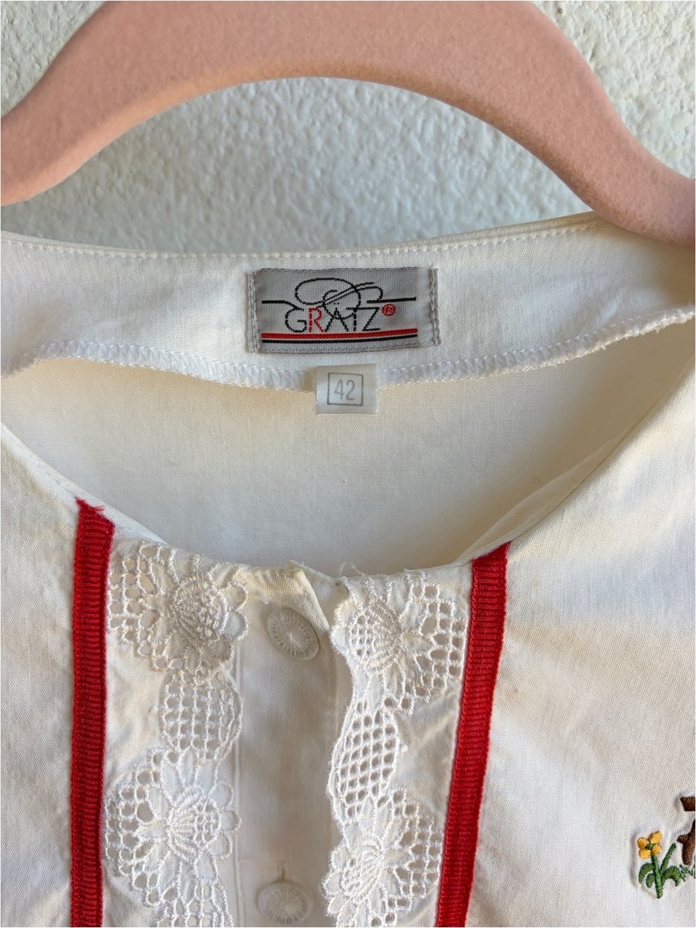 Vintage Gratz Embroidered Lace Collar Blouse - Picture 4 of 4